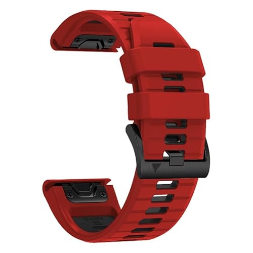 YUXUAN Silikon-Schnellwechselarmband passend für 22mm Garmin Fenix 8 47mm /epix Pro 47mm/,Fenix 7/6/5/,Fenix 7 pro,Fenix 6 Pro/Fenix 5 Plus/Approach S60 S62/Forerunner 935 945 (Rot-schwarz) von YUXUAN