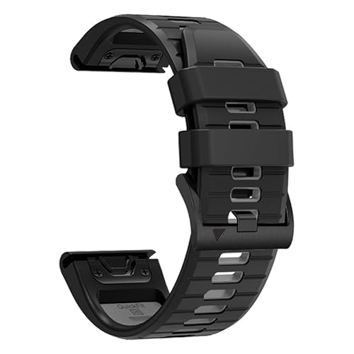 YUXUAN Silikon-Schnellwechselarmband passend für 22mm Garmin Fenix 8 47mm /epix Pro 47mm/,Fenix 7/6/5/,Fenix 7 pro,Fenix 6 Pro/Fenix 5 Plus/Approach S60 S62/Forerunner 935 945 (Schwarz-grau) von YUXUAN