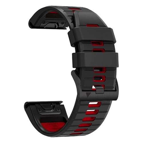 YUXUAN Silikon-Schnellwechselarmband passend für 22mm Garmin Fenix 8 47mm /epix Pro 47mm/,Fenix 7/6/5/,Fenix 7 pro,Fenix 6 Pro/Fenix 5 Plus/Approach S60 S62/Forerunner 935 945 (Schwarz-rot) von YUXUAN