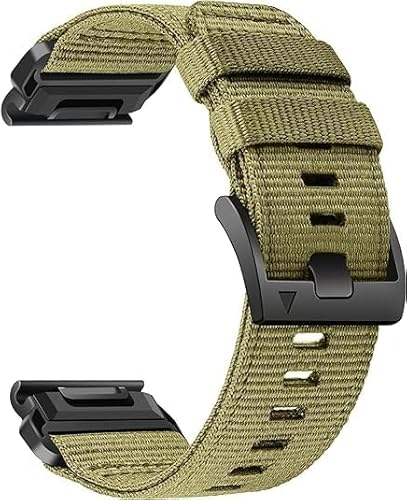 YUXUAN Verbessert QuickFit Nylon Ersatzarmband kompatibel mit 22mm Garmin Fenix 8 47mm, Fenix 7 / Fenix 6 Pro/Fenix 6 Sapphire/Fenix 5 / Fenix 5 Plus / D2 Delta (Militärgrün) von YUXUAN