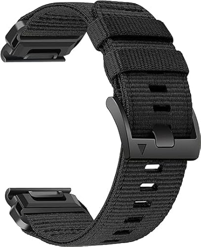 YUXUAN Verbessert QuickFit Nylon Ersatzarmband kompatibel mit 22mm Garmin Fenix 8 47mm, Fenix 7 / Fenix 6 Pro/Fenix 6 Sapphire/Fenix 5 / Fenix 5 Plus / D2 Delta (Schwarz) von YUXUAN