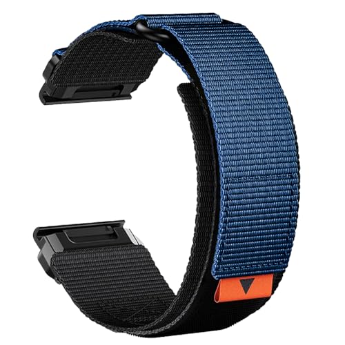YUXUAN Verbessertes Quick Fit Weave Nylon Armband für 22mm Garmin Fenix 8 47mm, Fenix 7/6/5, Fenix 6 Sapphire, Fenix 5 Plus sowie Sport Handgelenkbänder für Forerunner 935 (Blau) von YUXUAN