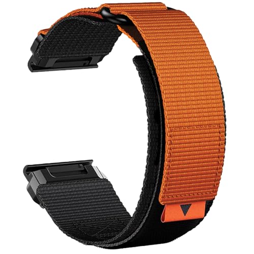YUXUAN Verbessertes Quick Fit Weave Nylon Armband für 22mm Garmin Fenix 8 47mm, Fenix 7/6/5, Fenix 6 Sapphire, Fenix 5 Plus sowie Sport Handgelenkbänder für Forerunner 935 (Orange) von YUXUAN