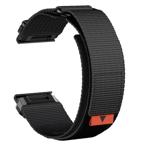 YUXUAN Verbessertes Quick Fit Weave Nylon Armband für 22mm Garmin Fenix 8 47mm, Fenix 7/6/5, Fenix 6 Sapphire, Fenix 5 Plus sowie Sport Handgelenkbänder für Forerunner 935 (Schwarz) von YUXUAN