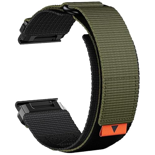 YUXUAN Verbessertes Quick Fit Weave Nylon Armband für 26mm Garmin Fenix 8 51mm, Fenix 7X/6X/5X,Tactix 7 Pro,Instinct 2X (Armeegrün) von YUXUAN