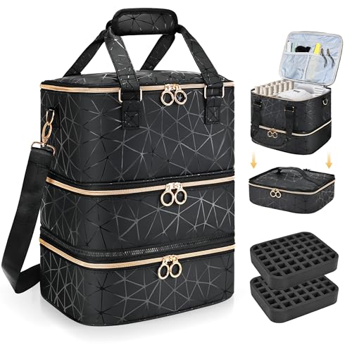 YUYAFN Große Nagellack-Organizer-Tasche für 84 Flaschen, Nagellack und eine Nagellampe, PU-Leder-Nagelset, Aufbewahrungstasche, abnehmbar, tragbar, Reise-Nagelkunst-Werkzeugaufbewahrung YUYAFN Große Nagellack-Organizer-Tasche für 84 Flaschen, Nagellack und eine Nagellampe, PU-Leder-Nagelset, Aufbewahrungstasche, abnehmbar, tragbar, Reise-Nagelkunst-Werkzeugaufbewahrung von YUYAFN
