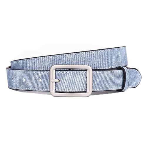 YUYANGDZI Damen Ledergürtel für Jeans Hosen Kleider, Silberne Dornschließe aus Metall, 2.5 cm Breite (Hellblau,M 110cm:Für Taille 75–95 cm) von YUYANGDZI