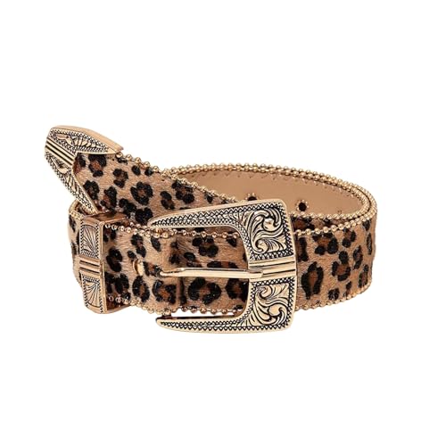 YUYANGDZI Frauen Ledergürtel Taillengürtel Damen Mode Leopardenmuster Gürtel, für Jeans Casual Hosen Kleider (leopardenmuster 102 cm) von YUYANGDZI