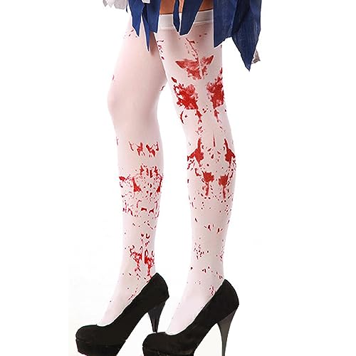 1 Paar Blutstrümpfe,Zombie Krankenschwester Kostüm Halloween mit,Strümpfe Blutige Krankenschwester Kostüm Outfits für Erwachsene Halloween Karneval Fasching,Kostümzubehör von YUYTE