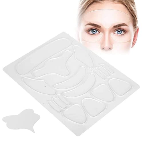 17 pcs Anti Aging Anti Falten Gesichts Patch, Anti Falten Pads Silikon für Verjüngte Hautelastizität und Hautstraffung, Wiederverwendbares Silikonpad für Stirn, Augen und Kinn von YUYTE