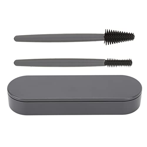 2 Stück Silikon Mascara Zauberstabbürste, Wimpernbürsten Set mit Staubdichte Box, Wiederverwendbar Waschbar Kosmetik Pinsel für Wimpern und Augenbrauen, Leichte Make Up Bürste Für Hause (Grau) von YUYTE