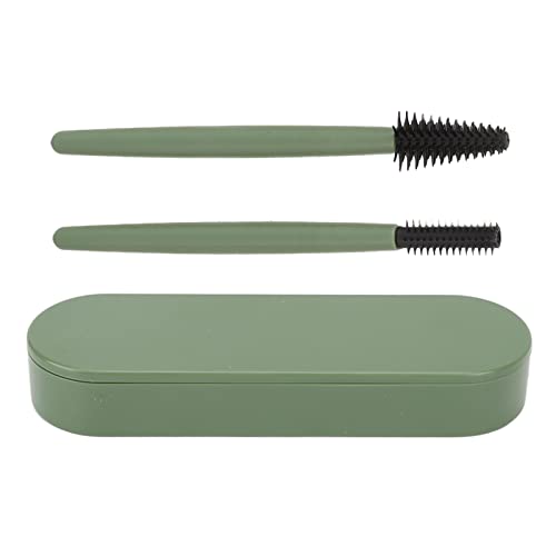 2 Stück Silikon Mascara Zauberstabbürste, Wimpernbürsten Set mit Staubdichte Box, Wiederverwendbar Waschbar Kosmetik Pinsel für Wimpern und Augenbrauen, Leichte Make Up Bürste Für Hause (Grün) von YUYTE
