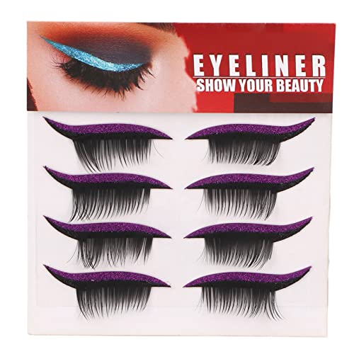 4 Paar Eyeliner-Wimpernaufkleber-Set, Wiederverwendbare Make-up-Eyeliner-Aufkleber, Selbstklebendes Glitzerndes Eyeliner-Aufkleber-Set, Wasserfestes, Langlebiges (violett) von YUYTE