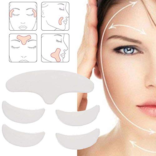 5 Stück Anti Falten Silikon Patch, Wiederverwendbar Silikon Patches Gesicht, Waschbar, für Stirn, Augen, Gesicht, Anti Aging Patch zur Vermeidung und Beseitigung von Falten, Feine Linien von YUYTE