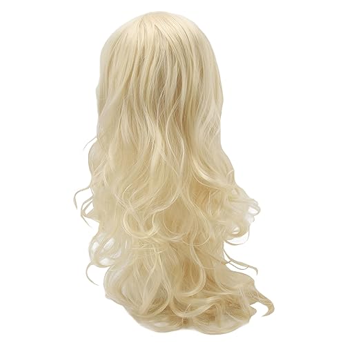 Blonde Lange Lockige Haarperücke, Hohe Simulation, Zentraler Scheitel, Universelle Damen-Synthetik, Große Welle, Simuliert für Cosplay, Halloween, Lange Lockige Damen-Perücken von YUYTE