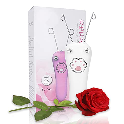 Damen Gesichtshaar Entferner, USB Gesicht Enthaarung Epiliergeräte mit Baumwollfaden, Elektrischer Gesicht Delicate Depilation Device(Rosa) von YUYTE