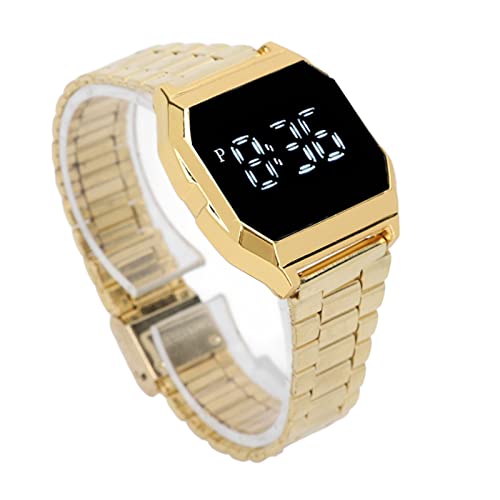 Digitaluhr LCD-Uhr für Den Täglichen Gebrauch von Schülern, Digitale Sportuhr mit Nachtlichtfunktion für Kinder, Jugendliche und Erwachsene(Golden) von YUYTE