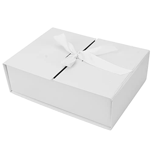 Doppeltürige Geschenkbox mit Schleife mit Deckel, Geschenkbox mit Schleife, Dekorative Geschenkbox, Geschenkverpackungsbox, für Geschenk, Geburtstag, Jubiläum, Weihnachten (Weiß) von YUYTE