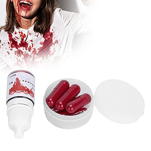 Gefälschte Blutkapseln Gefälschte Blut, Halloween Wunde Narben Prellungen Zombie Vampire Fancy Gesicht Körperbemalung, Blut Kostüm Cosplay Prop Party Trick Supplies von YUYTE