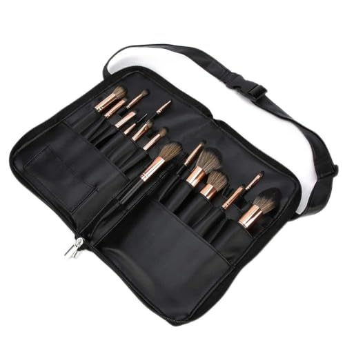 Make up Bürstentasche, tragbare Make up Bürstenhülle mit 24 Taschen, professioneller Organizer für kosmetische Bürstenhalter mit verstellbarem Gürtelriemen von YUYTE