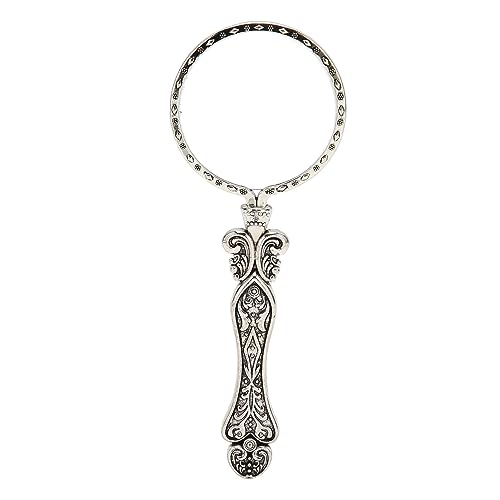 Retro Leselupe mit 3X Vergrößerung, Handlupe aus Legierungsmaterial, Antike Lupe für Lesehilfe, Handwerk, Schmuck und Studium, Optiklinse und Metallgriff in Silber, Tragbar und Praktisch von YUYTE