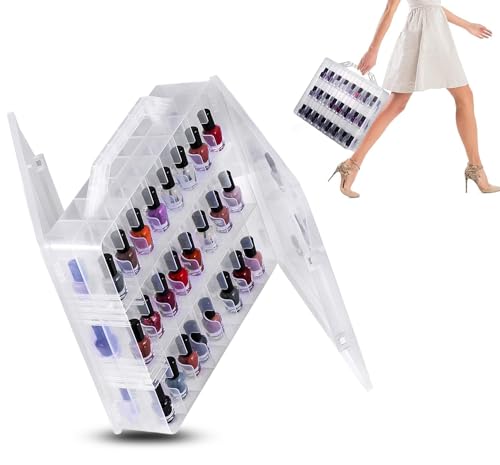 Transparenter Nagellack Aufbewahrungskoffer - Box, Ständer, Organizer für Home Salon und Nagel Zubehör - Für 48 Flaschen von YUYTE