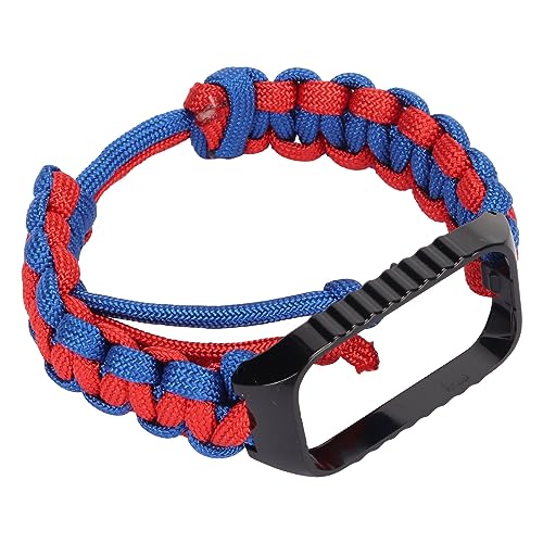 YUYTE 2-in-1-Paracord-Uhrenarmband-Schutzhülle für Redmi Band 2 Smartwatch – Verstellbar, Leicht, Mehrfarbig, mit Einfacher Installation (Blau Rot) von YUYTE