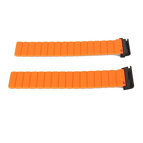 YUYTE 26 Mm Magnetisches Uhrenarmband, Schweißfestes Silikonarmband, Schnellverschluss-Armband für 2, 7X, 6X, 5X mit Starkem Magnet (Grau und Orange) von YUYTE