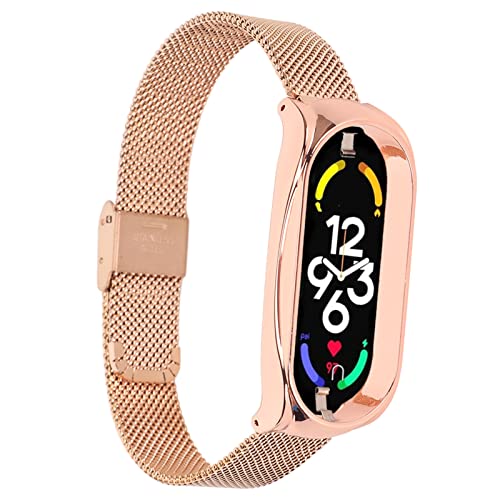 YUYTE Edelstahl-Mesh-Armband, Passend für Mi Band 7, Ersatzband-Zubehör, Passend für Mi Band 7 (Roségold) von YUYTE