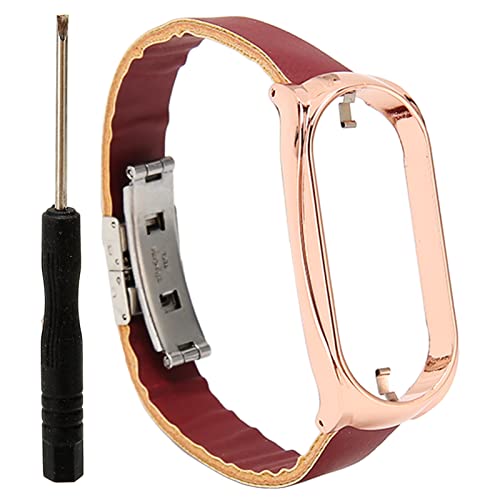 YUYTE Edelstahl Pu Uhrenarmband Bumper Case Smart Wa R Case Smart Watch Ersatzzubehör Passend füR 7 (Braun und Gold) von YUYTE