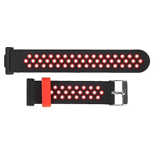 YUYTE Ersatz-Uhrenarmband, Smartwatch-Armband, Silikon, Schweißfest, Atmungsaktiv, Verstellbares Armband für Sport- und Freizeit-Smartwatches (Schwarz Rot) von YUYTE