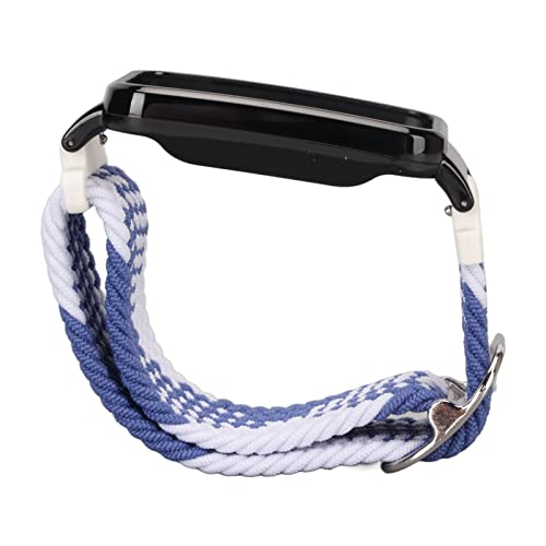 YUYTE Geflochtenes Uhrenarmband aus Stretch-Nylon, Verstellbar, Leicht und Kompakt mit P, mit Schützender Stoßstangenhülle, Zubehör, Passend für Mi Band 7 Pro (Blauweiß mit schwarzem von YUYTE