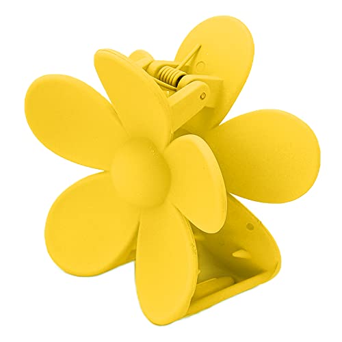 YUYTE Haarclip Haargriff Haarkrallen Doppelschlosszähne Nicht -Schlupf -blumförmige Kieferclip mit Matte Oberfläche für Frauen Mädchen Alle Haartypen (Zitronengelb) von YUYTE