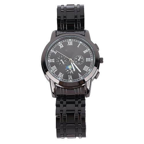 YUYTE Herrenuhr, wasserdichte Herren-Businessuhr für Büroreisen, Armbanduhr mit Edelstahlarmband und Armbandentferner, Elegante Uhr für Herren (Black) von YUYTE