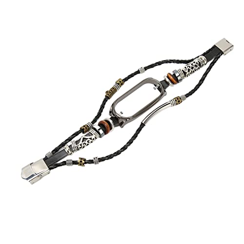 YUYTE Lederarmband Metall Snap Retro für Band 7 DIY Smar Ap Retro DIY Smart Watch Band Ersatzarmband (Schwarz und Schwarz) von YUYTE