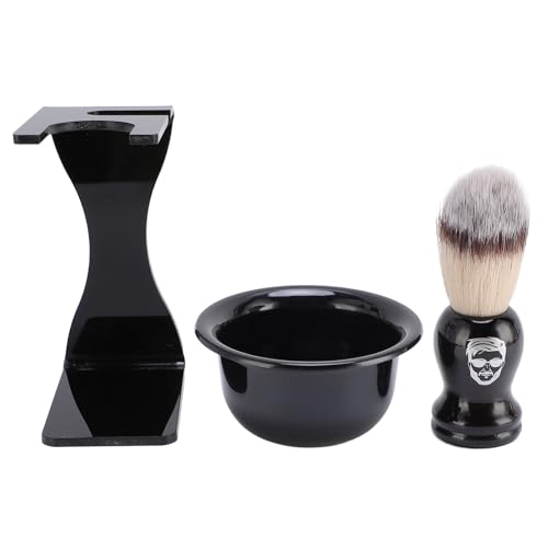 YUYTE Männer Rasierbürsten Set mit Rasierschüsselhalter Ständer Tragbares Reisebräge Kit Nylon Pinsel Haar Kompaktes Design für Väter Ehemänner Freunde von YUYTE