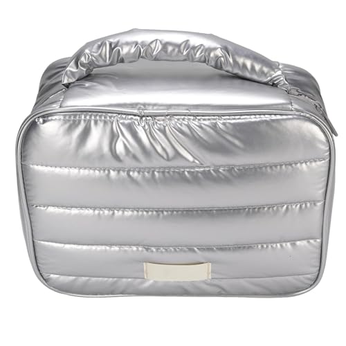 YUYTE Make-up-Beutel Reisen Toilettenbeutel Kosmetischer Organizer Puffy Gepolstert Wasserresistent mit Mehreren Fächern für Männer, die Männer Reisen, Wesentlich (Silver) von YUYTE