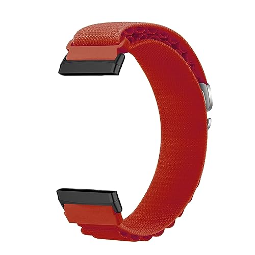 YUYTE Nylon-Uhrenarmband für Versa 4 3 Sense 2, Smartwatch-Armband mit G-Hakenschlaufe und Hochfestem Garn, Leicht und Atmungsaktiv, Geeignet für Wandern und Tägliches Training (Rot) von YUYTE