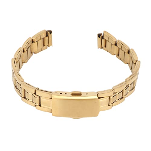 YUYTE Schnellverschluss-Uhrenarmband aus Edelstahl – Armband mit Doppelverschluss-Schnalle (Gold) für Damen und Herren (12mm) von YUYTE