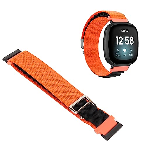 YUYTE Stretch-gewebtes Nylon-Smartwatch-Armband-Ersatzzubehör, für Versa 4 3 Sense 2, Mehrfarbig (Orange und Schwarz) von YUYTE