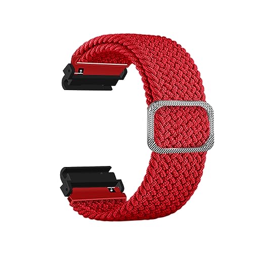 YUYTE Uhrenarmband aus Nylongewebe mit Verstellbarer Schnalle für Fenix ​​7 6 5, Schweißabsorbierendes, Leichtes, Atmungsaktives Armband mit Zusätzlicher Beschichtung (Rot) von YUYTE