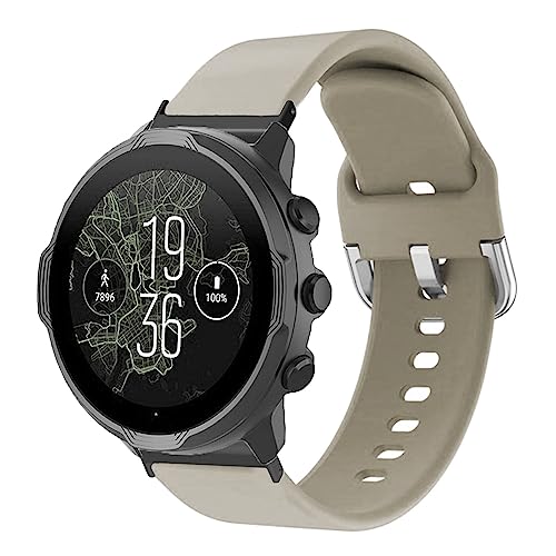 YUYTE Verstellbares Silikon-Uhrenarmband für Suunto7 mit Bequemer und Sportlicher Knopfschnalle, Silikonarmbänder für Männer und Frauen (Grau) von YUYTE