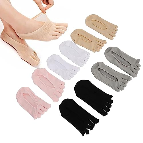 Zehensocken, 5 Paar No Show Low Cut Fünf-Finger-Socken, Sportlich für Damen, Zehensocken, Zehensocken, Vollfingersocken, Niedrig Geschnittene Liner-Socken von YUYTE