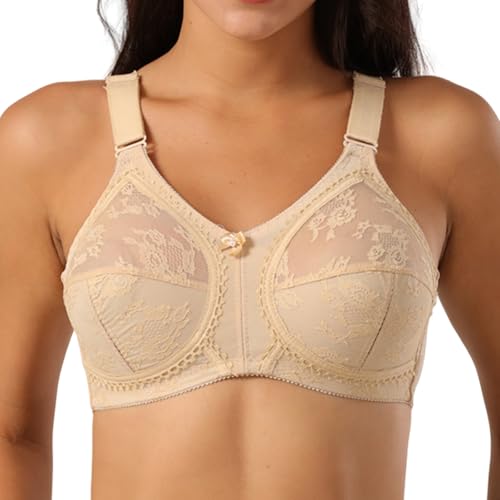 YUYUCH Damen Plus Size Minimizer Volle Abdeckung Spitze Stütz-BH Baumwolle Nicht gepolstert Alltag Bequeme BHS von YUYUCH