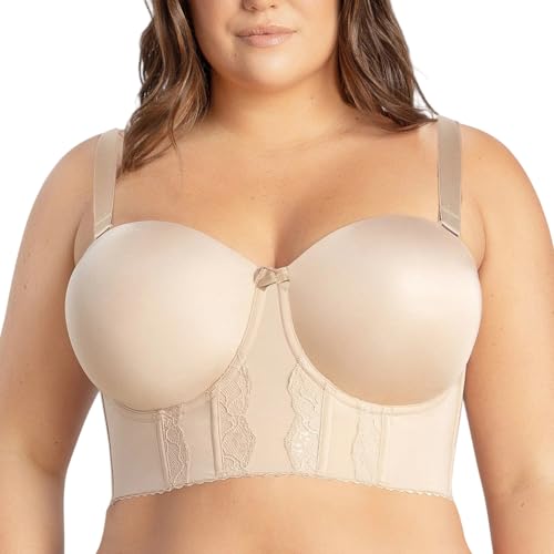 YUYUCH Damen Push-Up-BH mit tiefen Körbchen, vollständig bedeckender Bügel-BH mit Unterstützung, kaschieren Sie den Rückenfettanteil, seitlich glättender Lift-T-Shirt-BH von YUYUCH