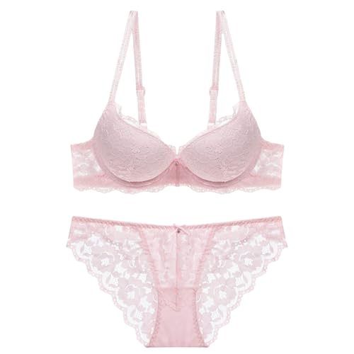 YUYUCH Damen-Set mit Push-Up-Dekolleté und Höschen aus Spitze, weicher Bügel-BH mit Stützfunktion, stark gepolsterter BH, 2 Körbchen zusätzlich zu T-Shirt-BHS von YUYUCH