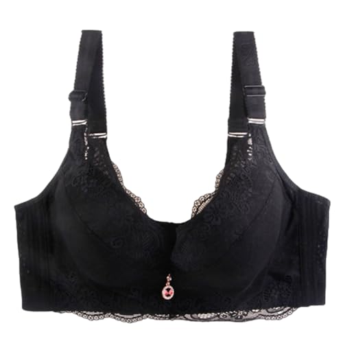 YUYUCH Floral Spitze Plus Größe Push-up-BH für Frauen Bügel weiche Polsterung jeden Tag Lift up Bras (115D,Schwarz 1) von YUYUCH