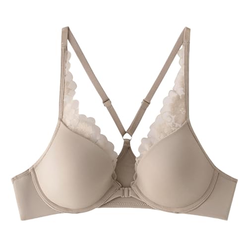 YUYUCH Lift-Up-BHS mit Vorderverschluss für Damen, Push-up, Racerback, Bügel, ungefüttert, Spitze, Nahtloser Körbchen-BH von YUYUCH