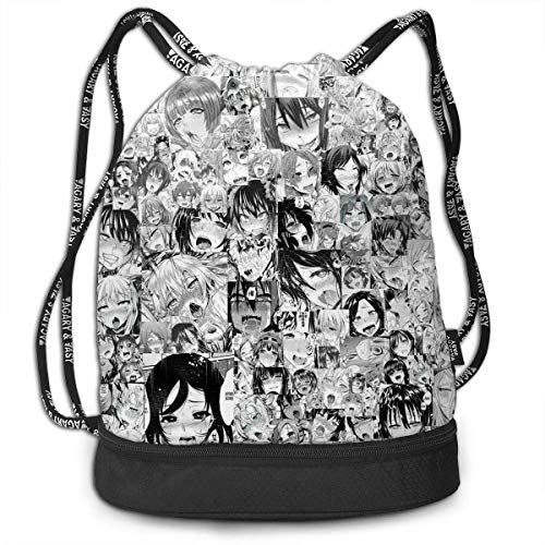 Sporttaschen, Rucksäcke,Funny Dance Gift Unisex Drawstring Fashion Beam Backpack Ahegao Print Backpack Travel Gym Tote Cosmetic Bag von YUYUTE