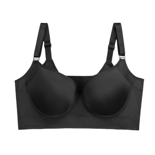 YUYUTulips Plus Größe Push Up BHS für Frauen volle Deckung verstecken zurück Fett Glättung Nahtlose BH Bügel Unterstützung BHS (110D,Schwarz) von YUYUTulips
